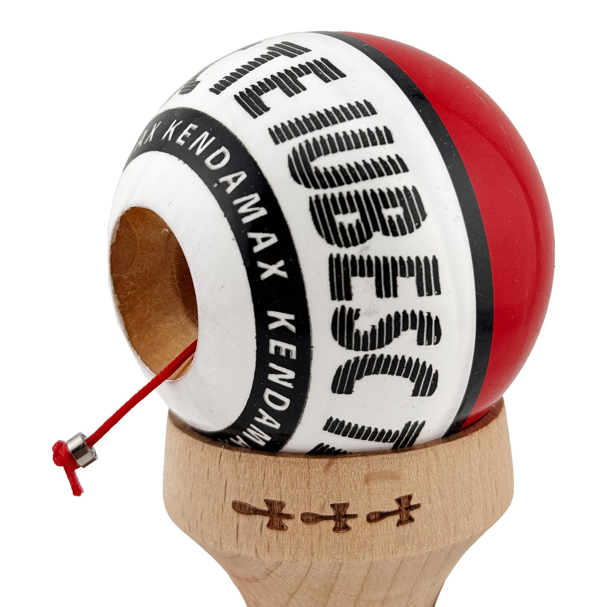 Kendama X Valentine's Day Originala, Model V3 Rosu / Alb, Profesionala, Cupe Mari King Size, Super Sticky, Gaura in Baza, Rulment, Ata 62cm