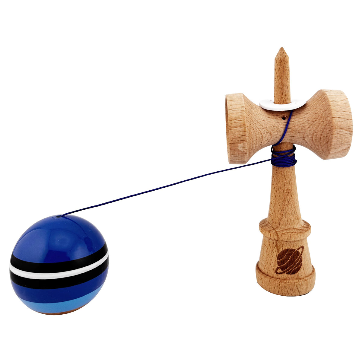 Kendama X Saturn Blue Planet Originala, Model V3 Albastru, Profesionala, Cupe Mari King Size, Super Sticky, Gaura in Baza, Rulment, Ata 62cm