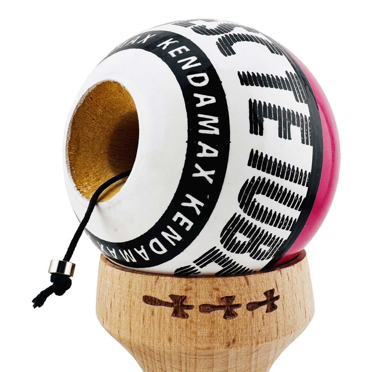 Kendama X Valentine's Day Originala, Model V3 Roz / Alb, Profesionala, Cupe Mari King Size, Super Sticky, Gaura in Baza, Rulment, Ata 62cm