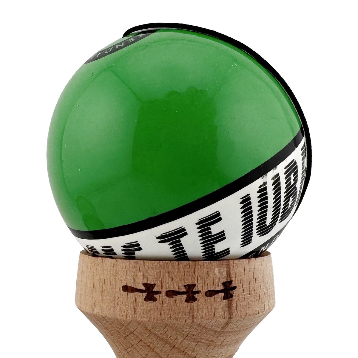 Kendama X Valentine's Day Originala, Model V3 Verde / Alb, Profesionala, Cupe Mari King Size, Super Sticky, Gaura in Baza, Rulment, Ata 62cm
