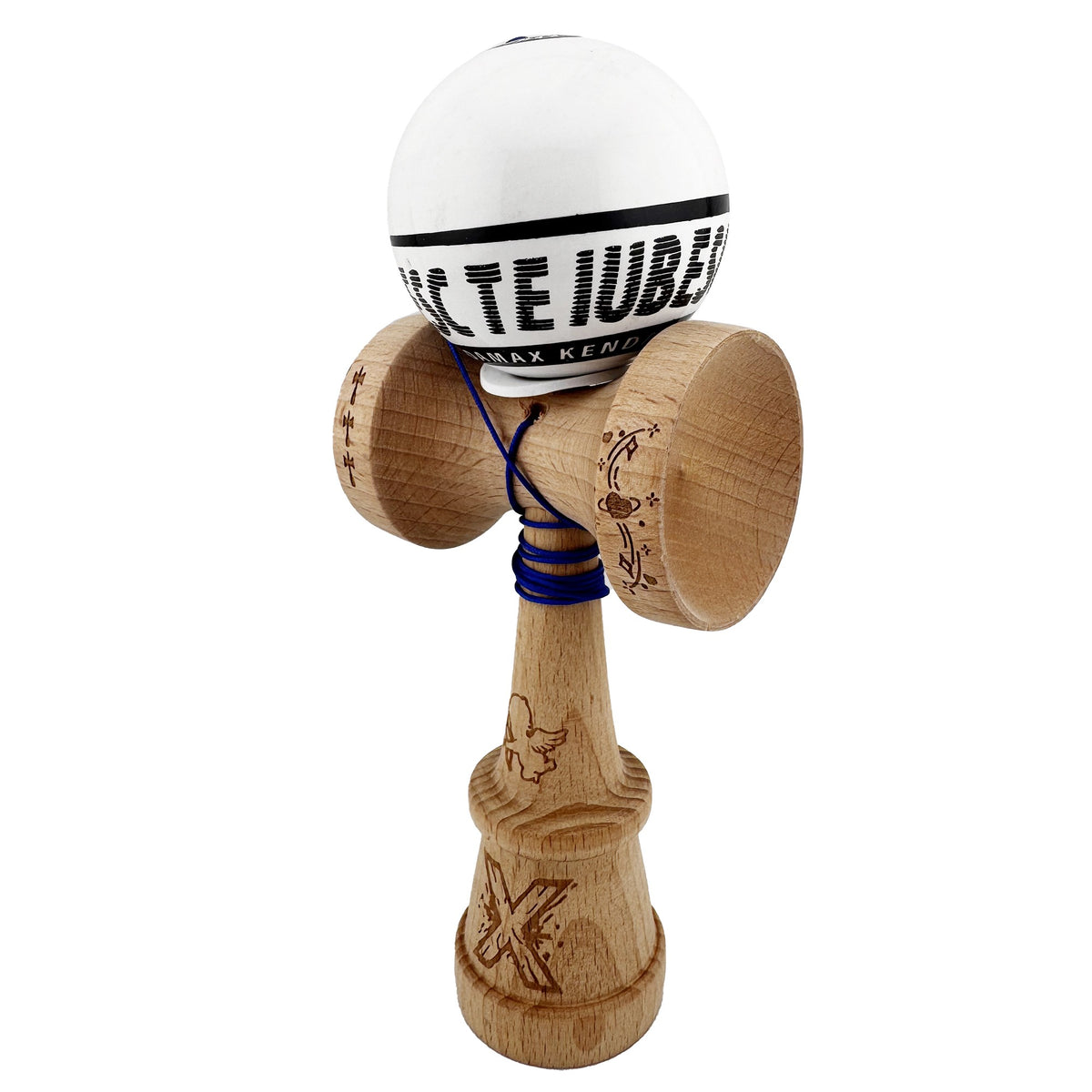 Kendama X Valentine's Day Originala, Model V3 Alb / Alb, Profesionala, Cupe Mari King Size, Super Sticky, Gaura in Baza, Rulment, Ata 62cm