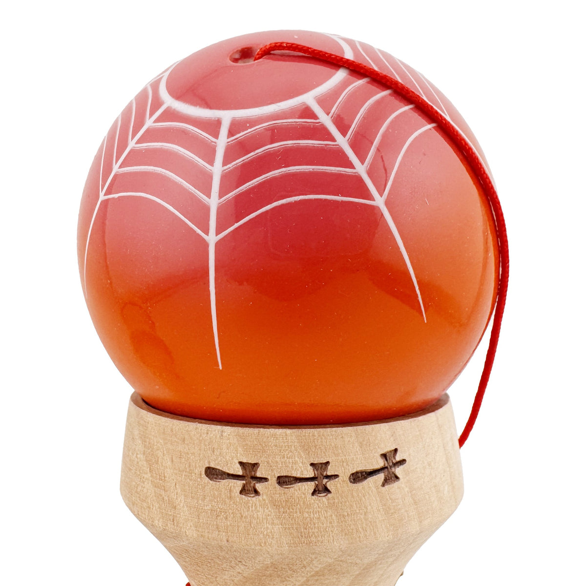 Kendama X Spider King Originala, Model V3 Rosu / Maro, Profesionala, Cupe Mari King Size, Super Sticky, Gaura in Baza, Rulment, Ata 62cm