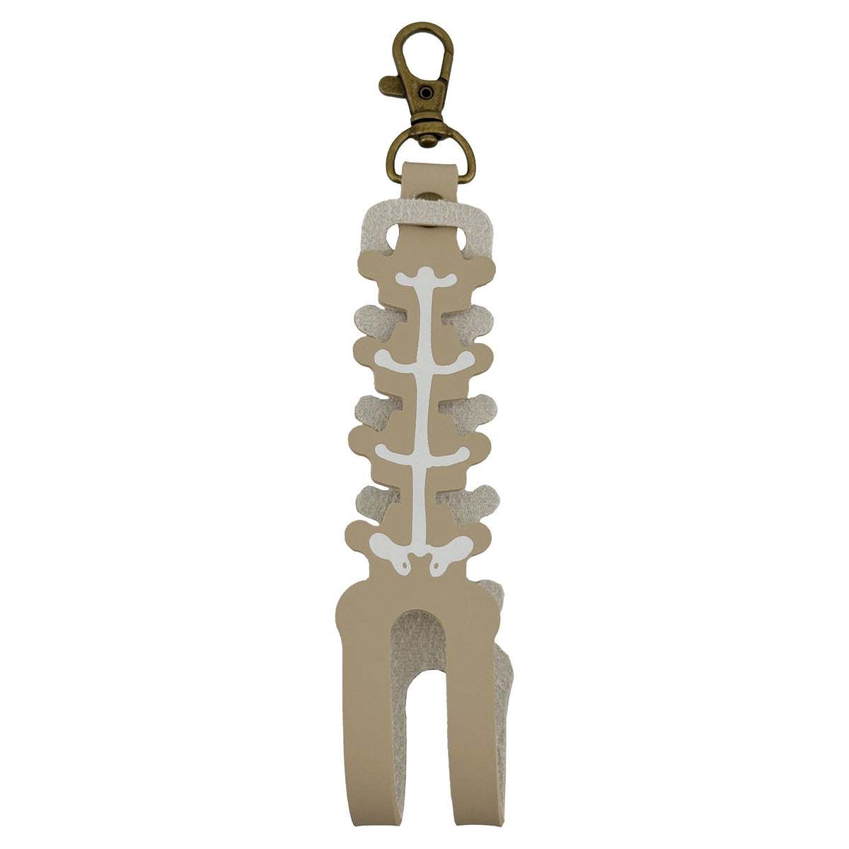 Husa pentru Kendama, Suport Tip Breloc si Pandativ, Protectie Transport cu Imprimeu Skull, Piele Ecologica, 26 x 3.2 cm, Bej Deschis