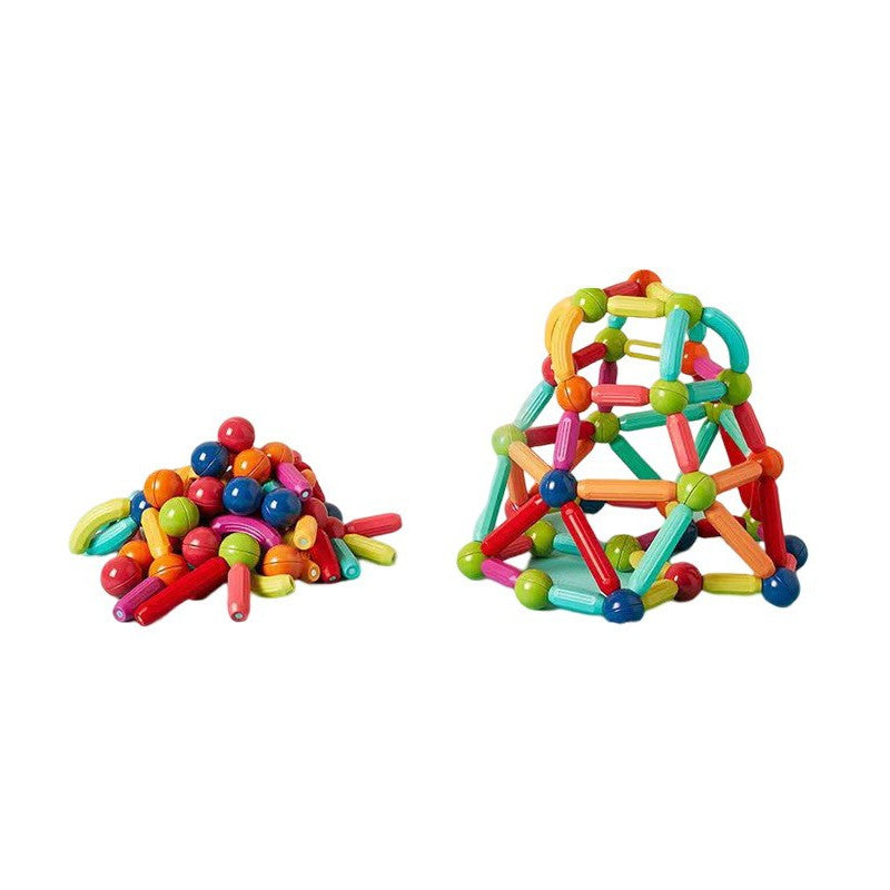 Piese Magnetice pentru Copii, Joc de Constructie Educational STEM, Forme Geometrice 2D si 3D, Plastic cu Magneti, Set 52 Piese, Multicolor