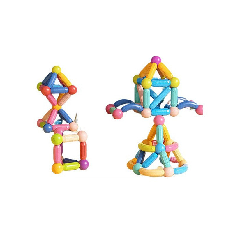 Set de Constructie Magnetic pentru Copii, Joc Educativ STEM, Piese Geometrice 2D si 3D, Plastic cu Magneti, 162 Piese, Multicolor