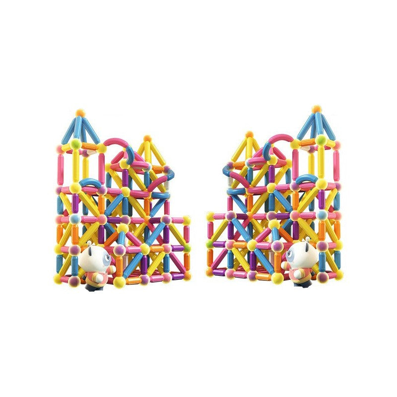 Set de Constructie Magnetic pentru Copii, Joc Educativ STEM, Dezvoltare Creativitate si Logica, Plastic cu Magneti Integrati, 258 Piese, Multicolor