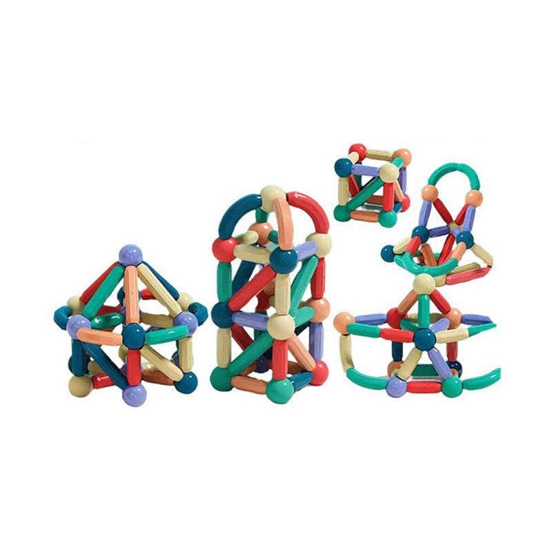 Set Constructor Magnetic pentru Copii, Joc Educativ STEM, Constructii Geometrice 2D si 3D, Plastic cu Magneti Integrati, 88 Piese, Multicolor