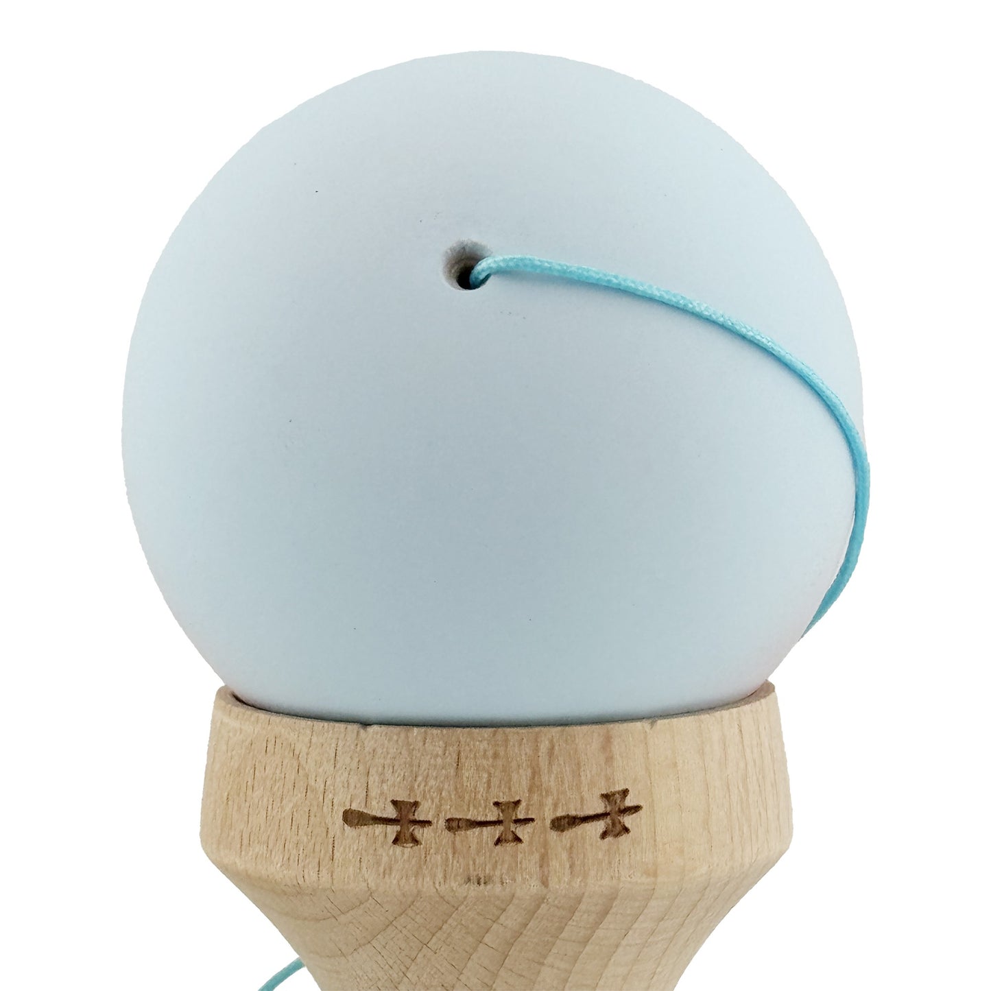 Kendama X Originala, Model V3 Albastru Deschis / Roz in Degrade, Profesionala, Cupe Mari King Size, Rubber Grip, Gaura in Baza, Rulment, Ata 55cm