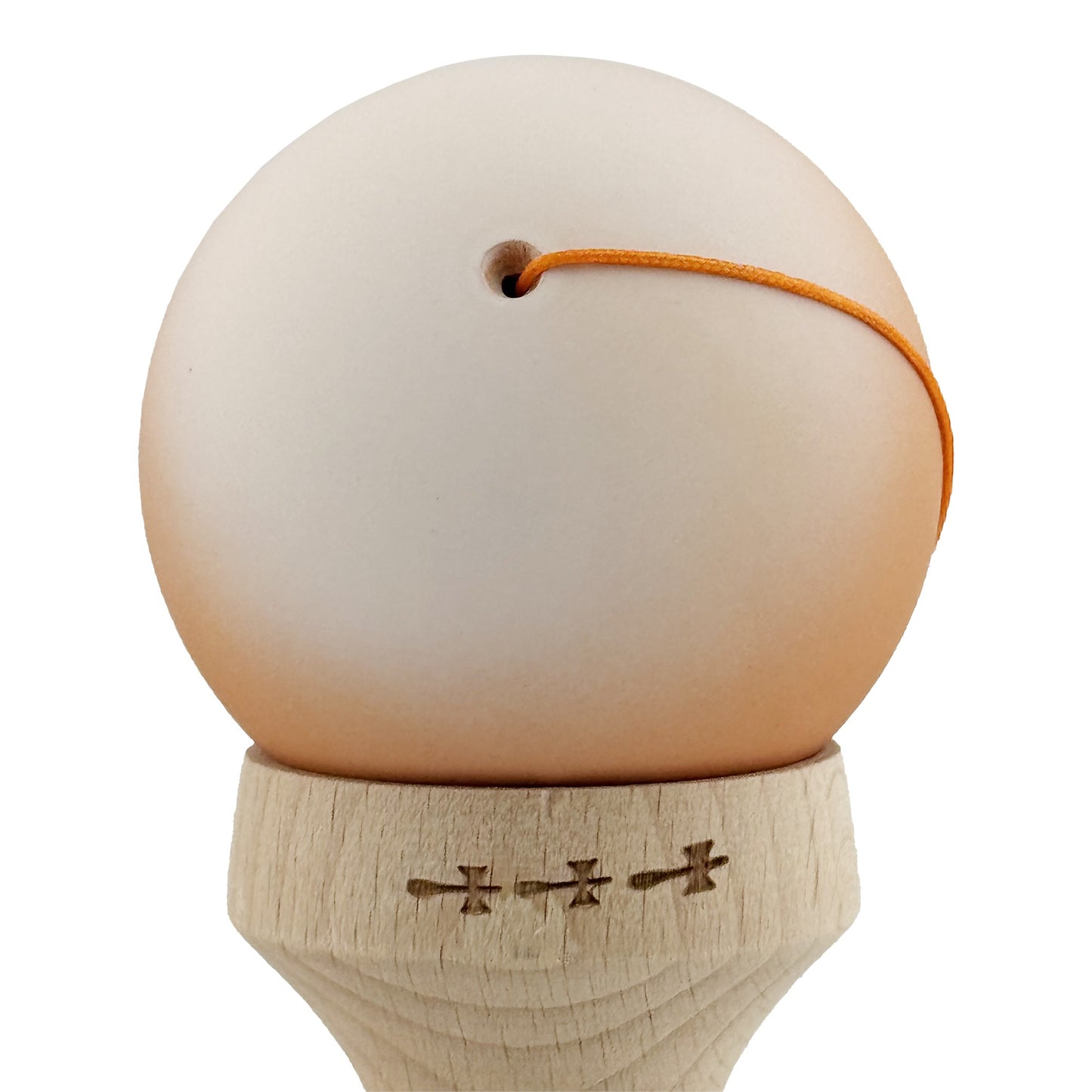 Kendama X Originala, Model V3 Alb / Maro in Degrade, Profesionala, Cupe Mari King Size, Rubber Grip, Gaura in Baza, Rulment, Ata 55cm