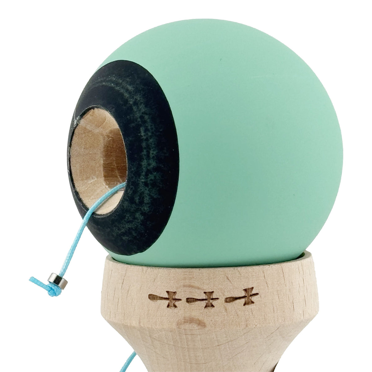 Kendama X Originala, Model V3 Turcoaz / Albastru Inchis, Profesionala, Cupe Mari King Size, Rubber Grip, Gaura in Baza, Rulment, Ata 62cm