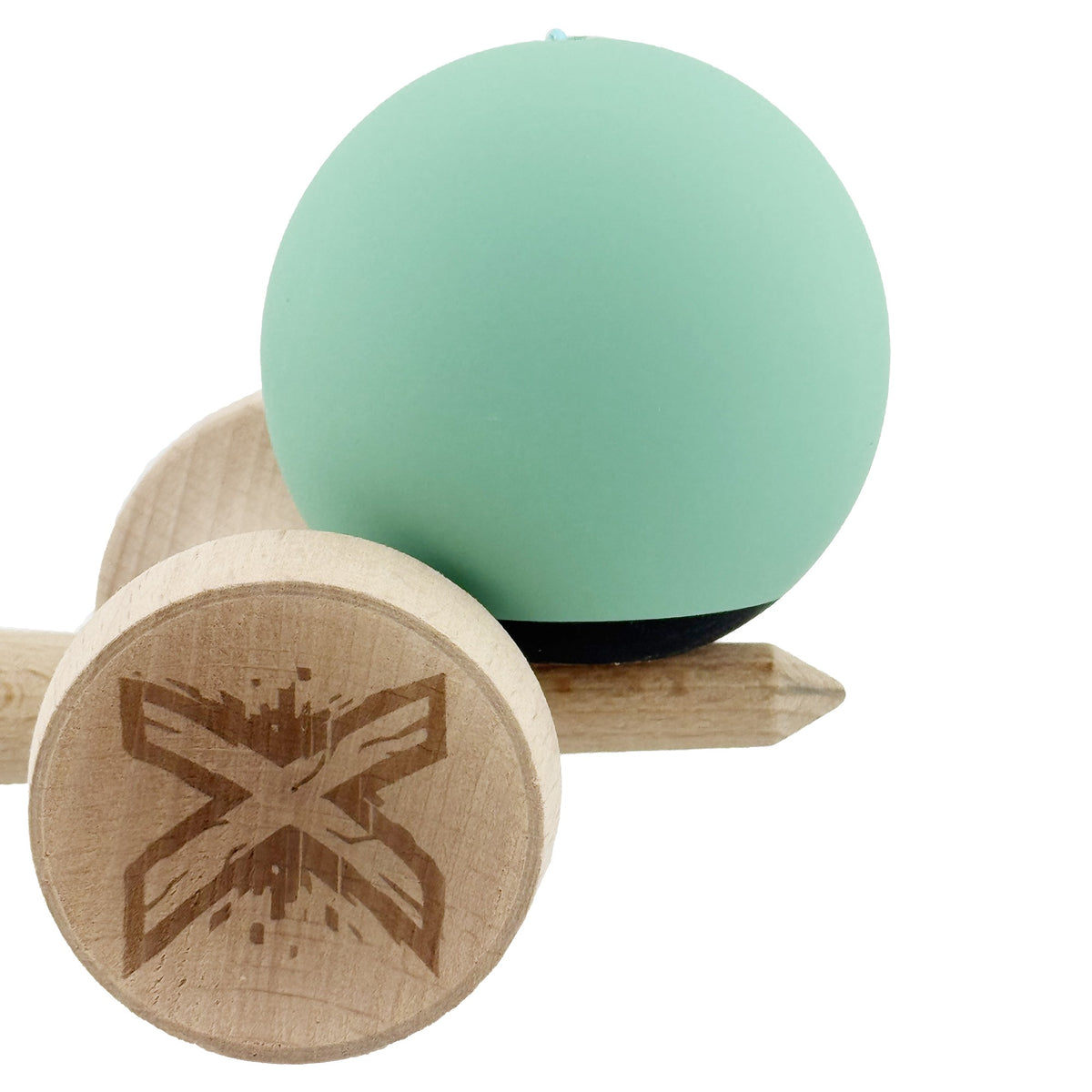 Kendama X Originala, Model V3 Turcoaz / Albastru Inchis, Profesionala, Cupe Mari King Size, Rubber Grip, Gaura in Baza, Rulment, Ata 62cm