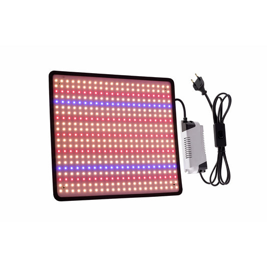 Lampa Crestere Plante Keel Edge, Panou 500 LED, Spectru Complet Alb Cald, Rosu si Albastru, Putere 45W, Alimentare 85-265V, Dimensiuni 30 x 30 cm, Negru