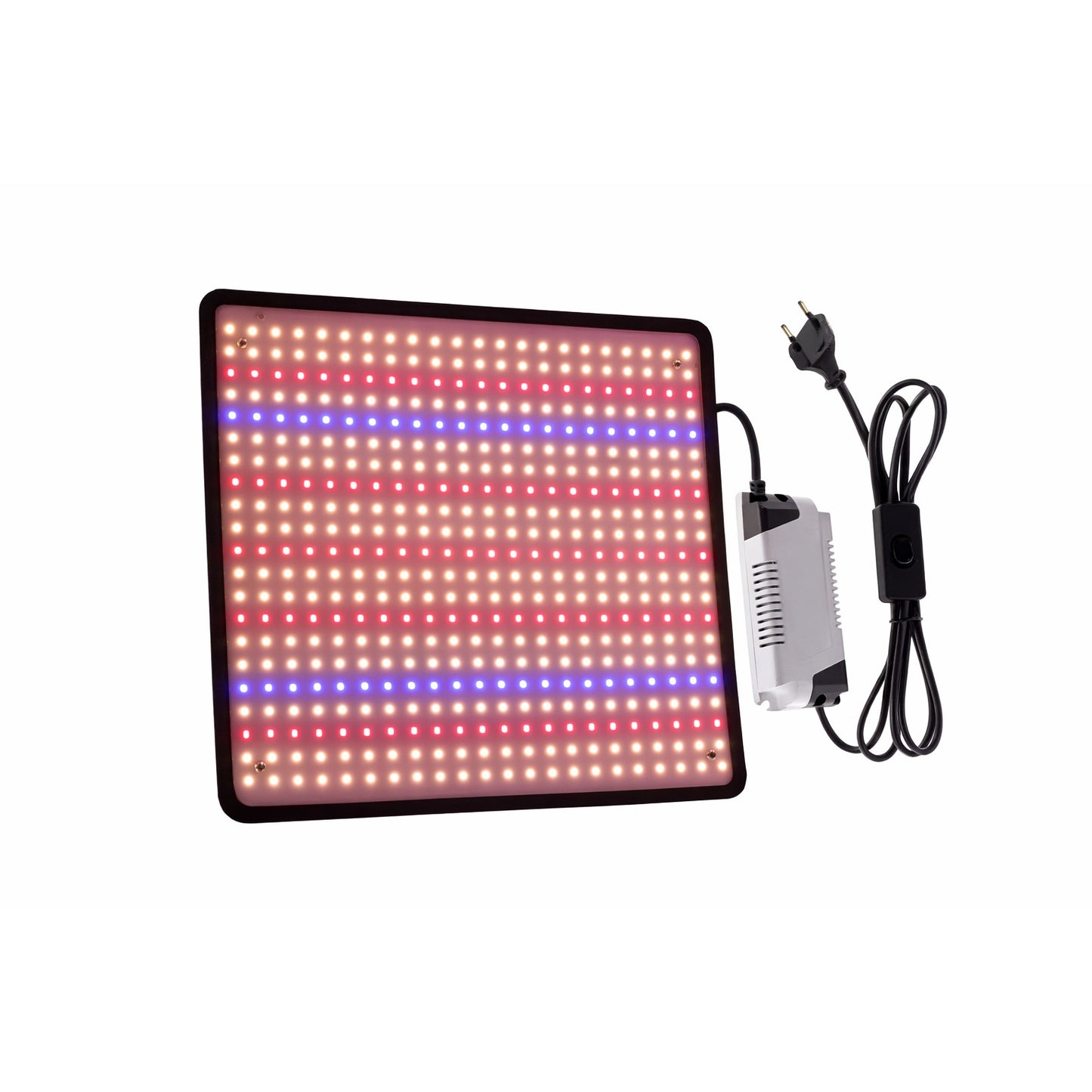 Lampa Crestere Plante Keel Edge, Panou 500 LED, Spectru Complet Alb Cald, Rosu si Albastru, Putere 45W, Alimentare 85-265V, Dimensiuni 30 x 30 cm, Negru