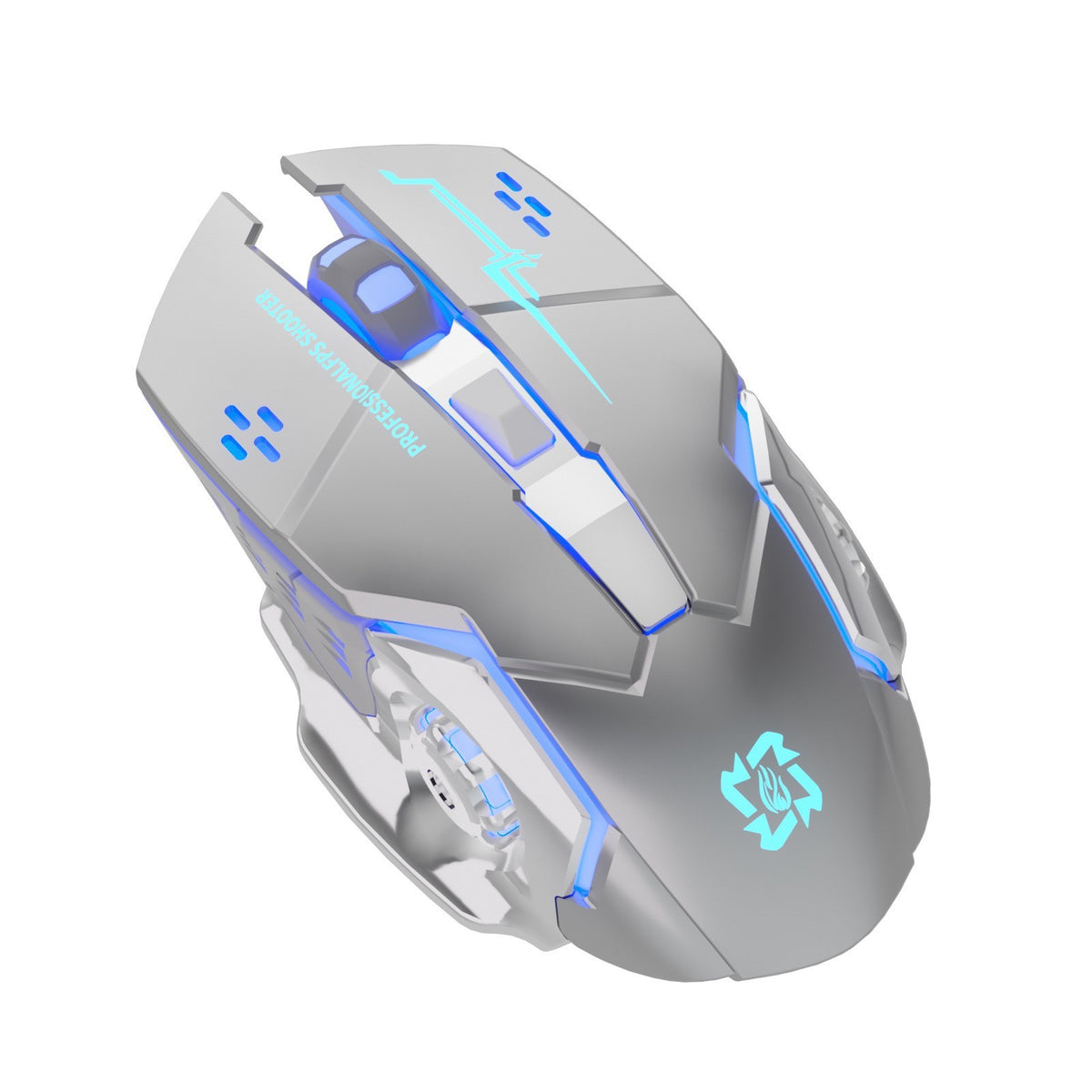 Mouse Wireless Gaming, Design Ergonomic, Reincarcabil, 6 Butoane, DPI Ajustabil 800-1600, Iluminare RGB Breathing, Conexiune 2.4 GHz, Compatibil Laptop si PC, 138x80x38 mm, Gri/Roz