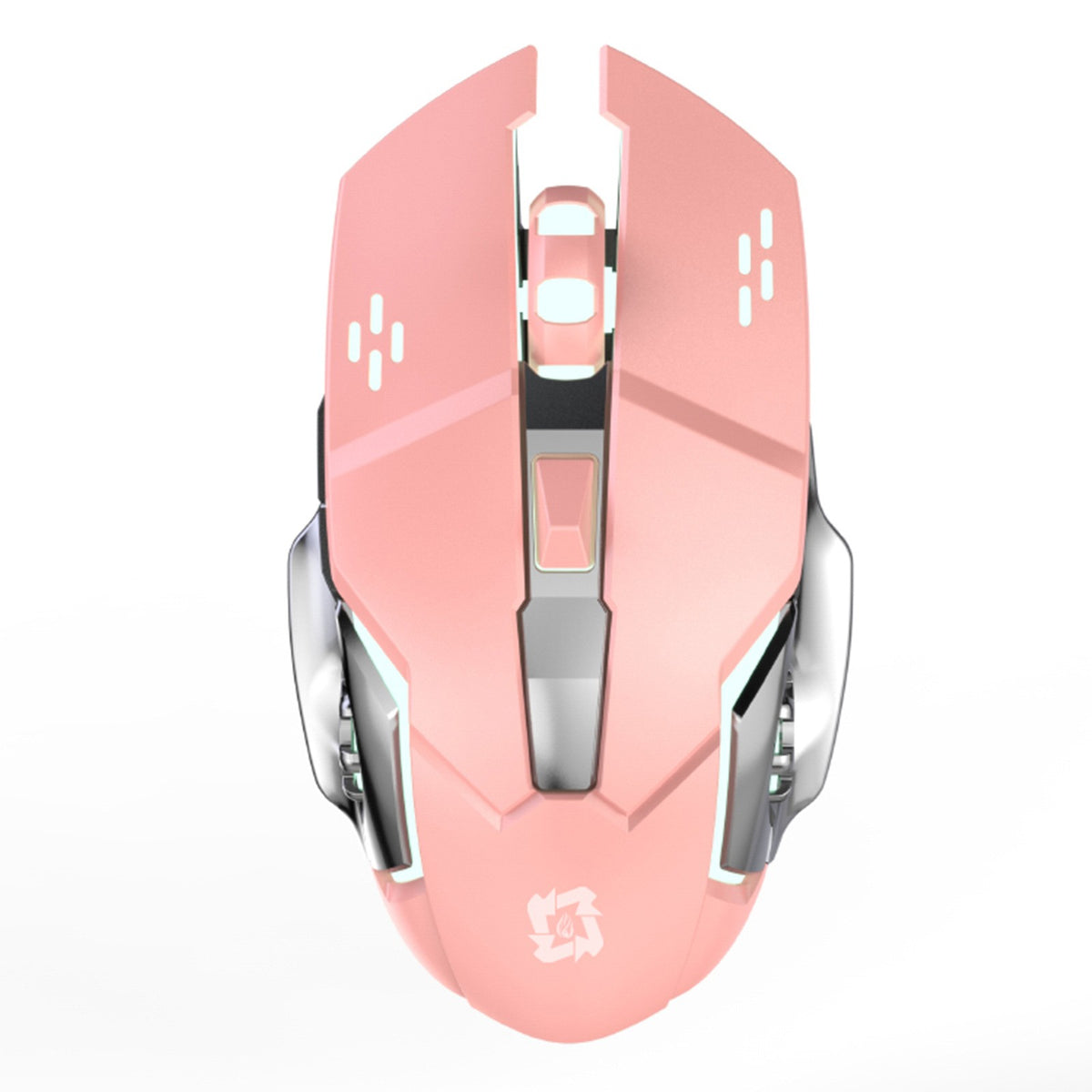 Mouse Wireless Ergonomic, Tehnologie 2.4 GHz, 6 Butoane, DPI Ajustabil 800-1600, Iluminare RGB Breathing, Acumulator Reincarcabil, Compatibil Laptop si Tableta, 138x80x38 mm, Roz