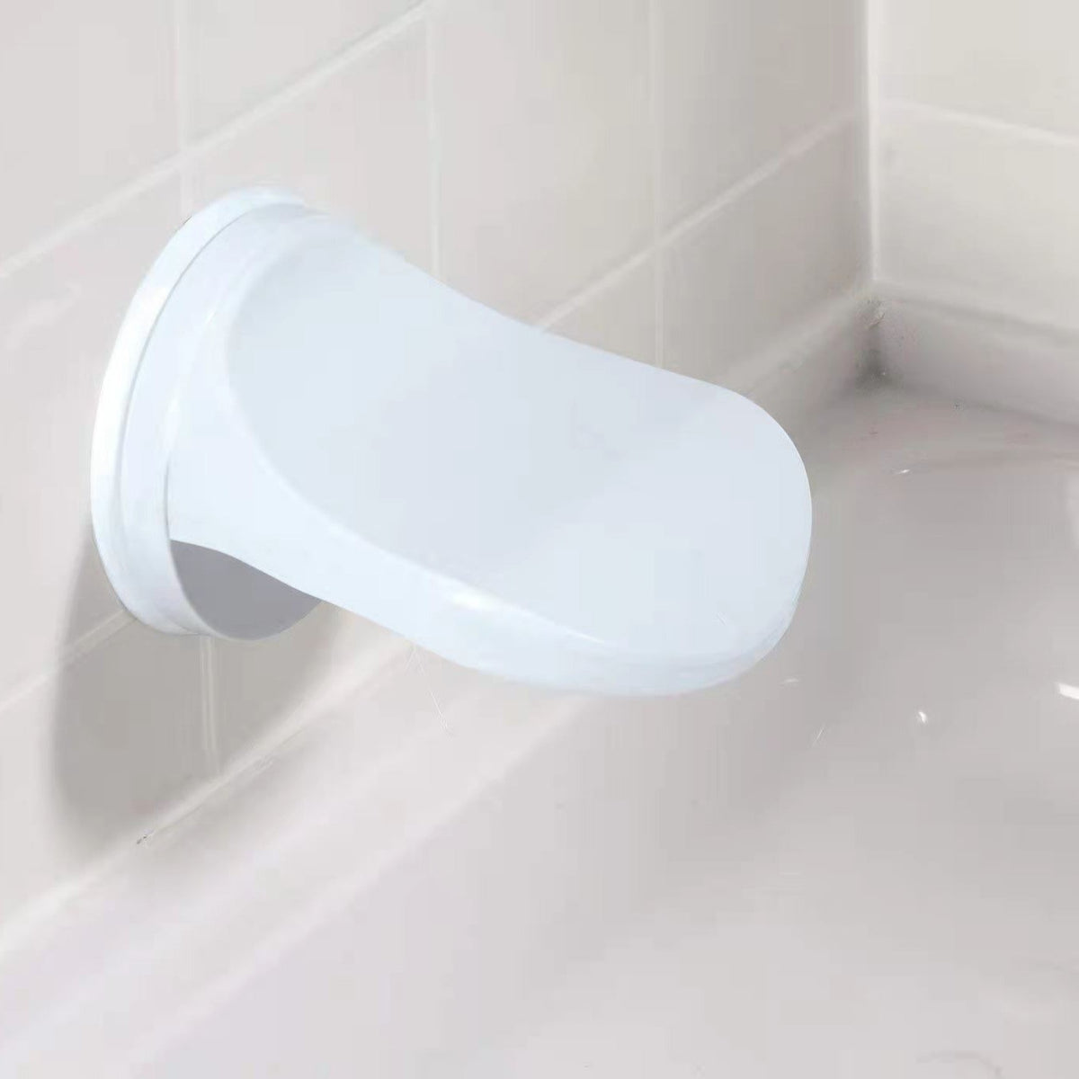 Suport de Picior pentru Baie și Duș, Fixare cu Ventuză Fără Găurire, Suprafață Antiderapantă, Material PP și PVC, 11.5 x 15 cm, Alb