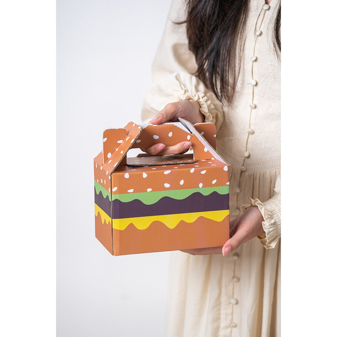 Set Farfurii Pentru Sosuri si Gustari, Forma de Burger Creativa, Mini Farfurii Stivuibile, Ceramica, Multicolor