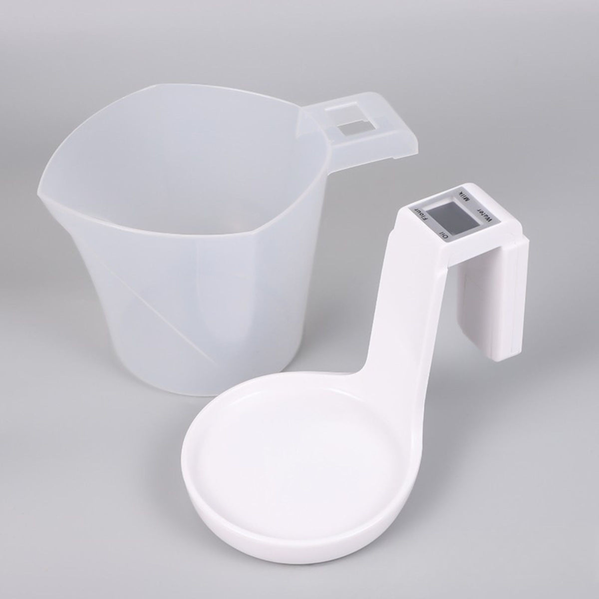 Cantar de Bucatarie Electronic 2 in 1, Cana Gradata pentru Masurare Lichide si Solide, Display Digital, Plastic Alimentar ABS, 5 kg / 1000 ml, Alb