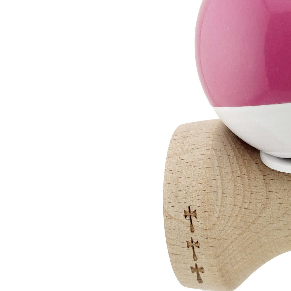 Kendama X Originala, Model V3 Roz Inchis / Alb, Profesionala, Cupe Mari King Size, Super Sticky, Gaura in Baza, Rulment, Ata 62cm