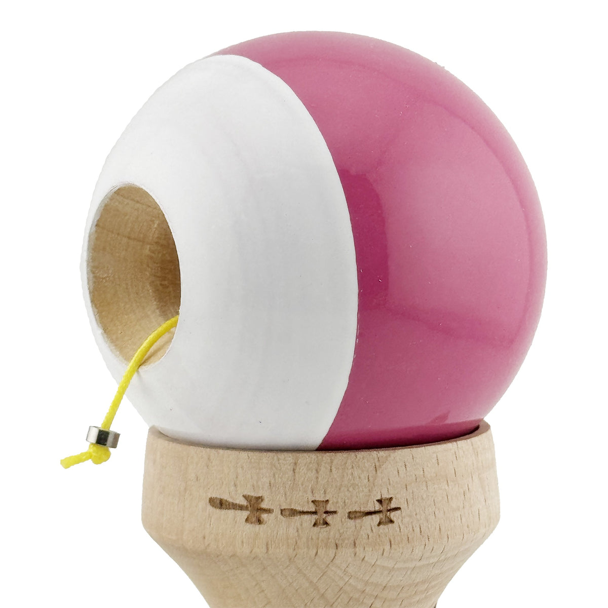 Kendama X Originala, Model V3 Roz Inchis / Alb, Profesionala, Cupe Mari King Size, Super Sticky, Gaura in Baza, Rulment, Ata 62cm