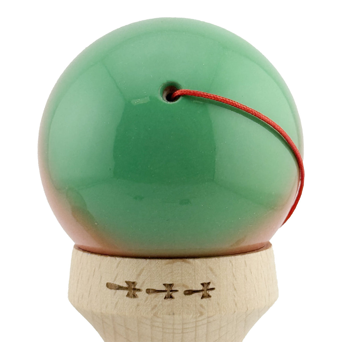 Kendama X Originala, Model V3 Verde / Portocaliu / Rosu in Degrade, Profesionala, Cupe Mari King Size, Super Sticky, Gaura in Baza, Rulment, Ata 62cm