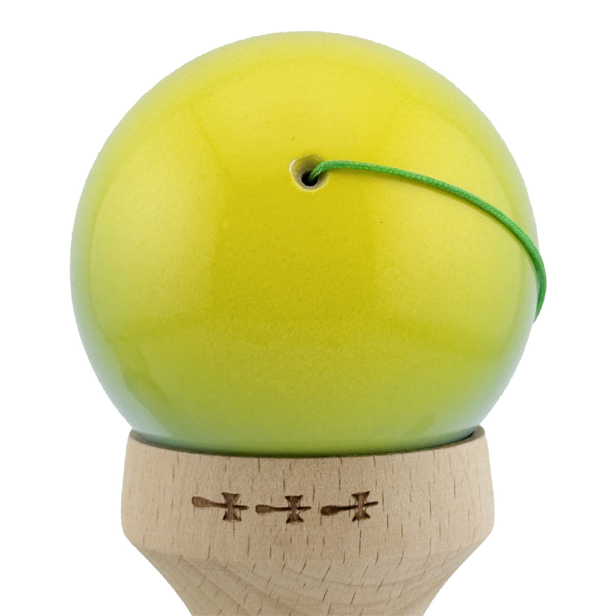 Kendama X Originala, Model V3 Galben / Albastru / Verde in Degrade, Profesionala, Cupe Mari King Size, Super Sticky, Gaura in Baza, Rulment, Ata 62cm