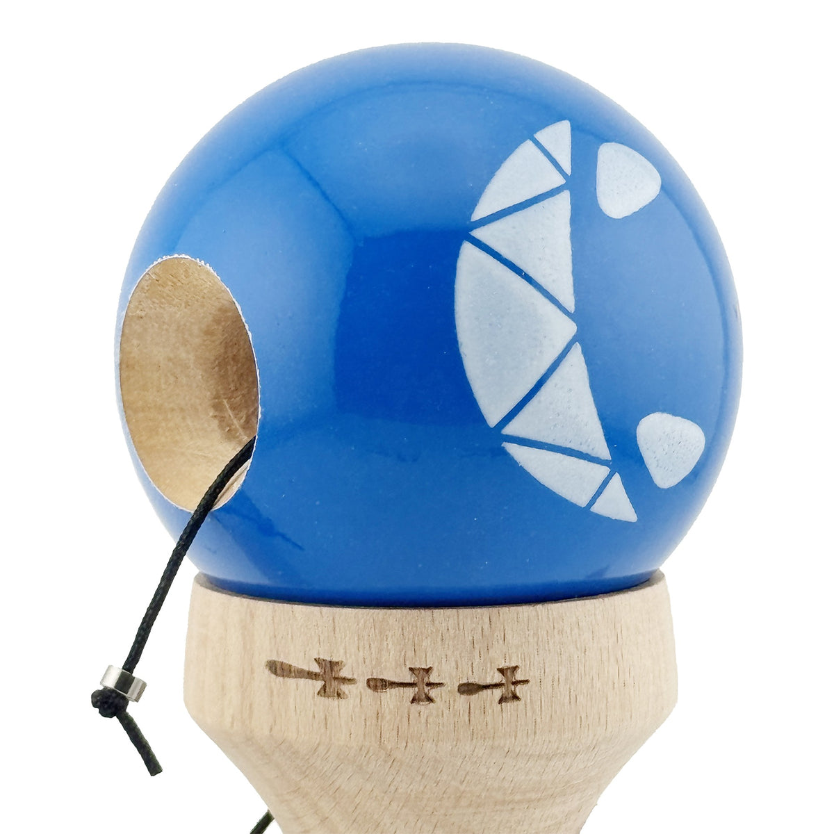 Kendama X Crazy Smile Originala, Model V3 Albastru, Profesionala, Cupe Mari King Size, Super Sticky, Gaura in Baza, Rulment, Ata 62cm