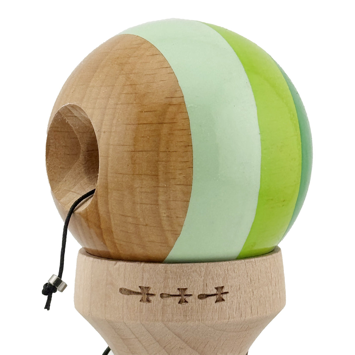 Kendama X Originala, Model V3 Verde, Profesionala, Cupe Mari King Size, Super Sticky, Gaura in Baza, Rulment, Ata 62cm