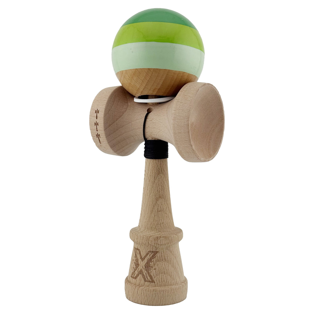 Kendama X Originala, Model V3 Verde, Profesionala, Cupe Mari King Size, Super Sticky, Gaura in Baza, Rulment, Ata 62cm