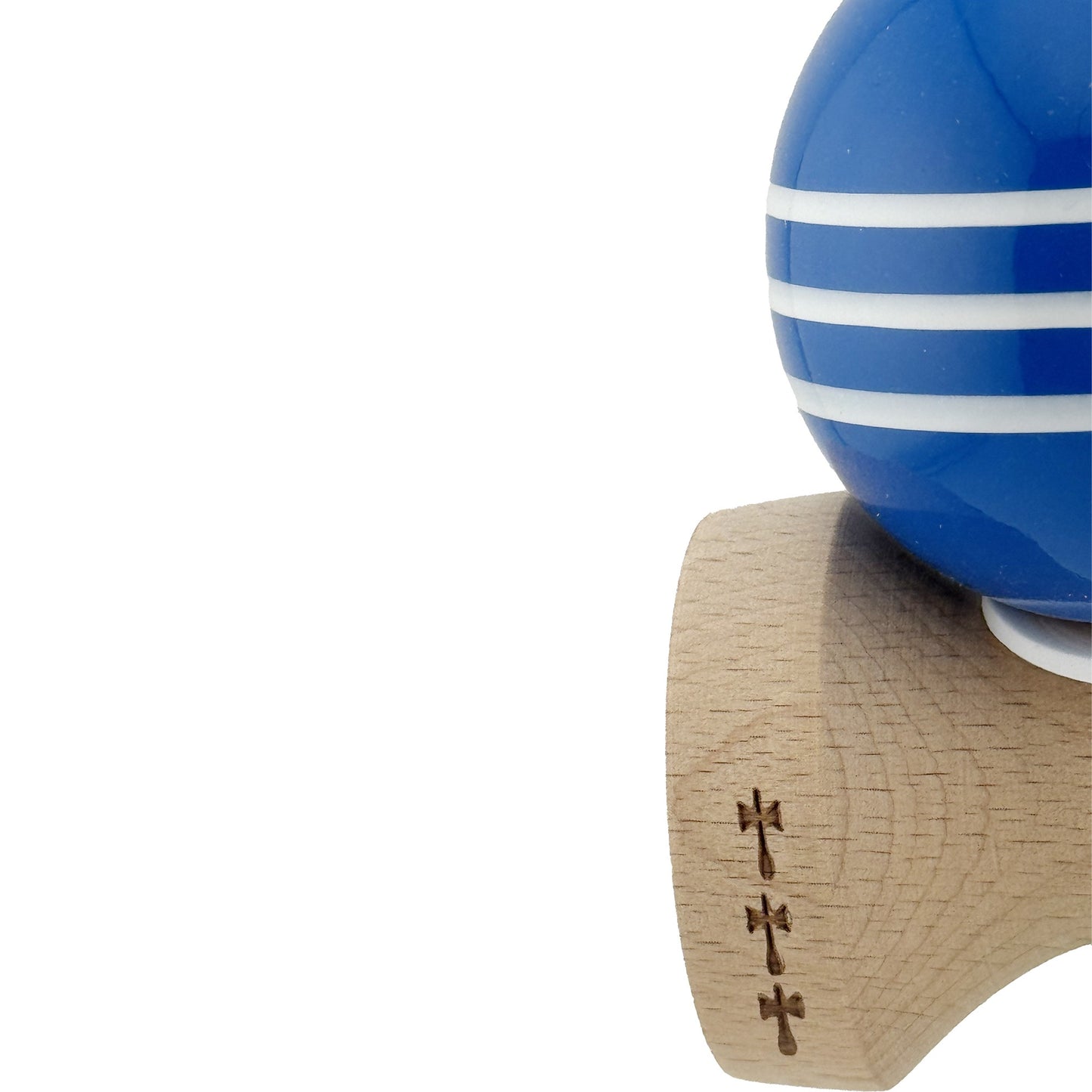 Kendama X Originala, Model V3 Albastru / Alb, Profesionala, Cupe Mari King Size, Super Sticky, Gaura in Baza, Rulment, Ata 62cm