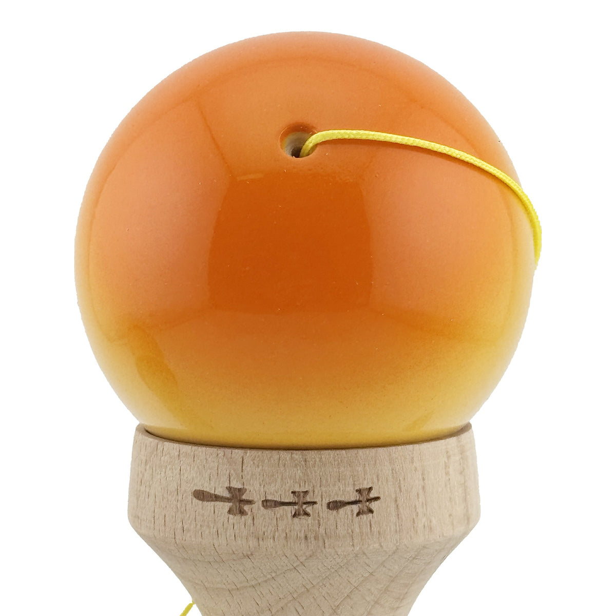 Kendama X Originala, Model V3 Portocaliu / Galben / Alb in Degrade, Profesionala, Cupe Mari King Size, Super Sticky, Gaura in Baza, Rulment, Ata 62cm