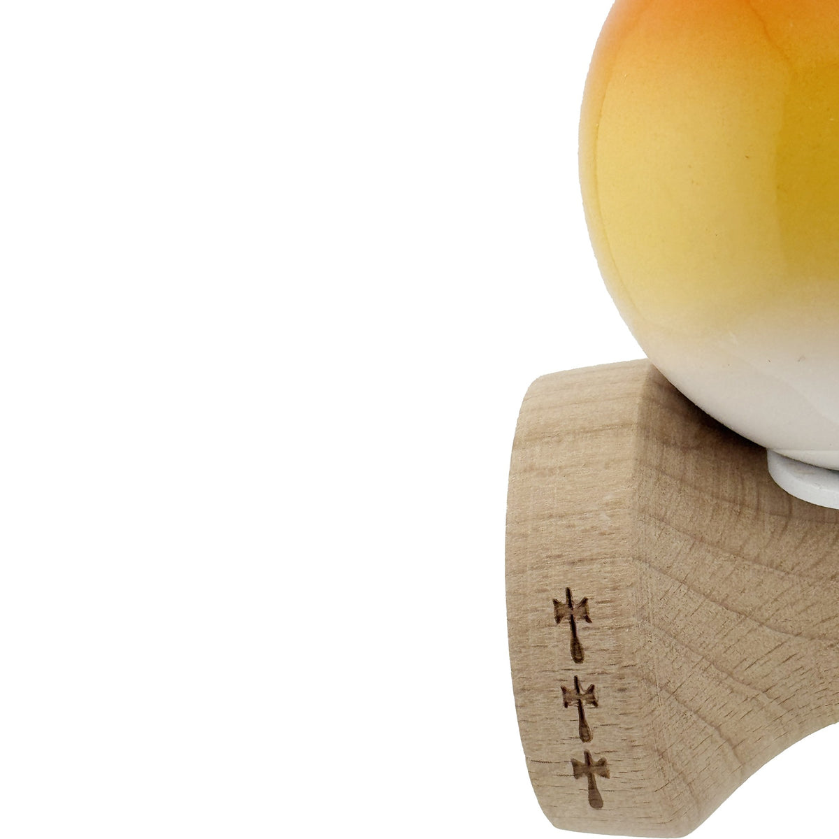 Kendama X Originala, Model V3 Portocaliu / Galben / Alb in Degrade, Profesionala, Cupe Mari King Size, Super Sticky, Gaura in Baza, Rulment, Ata 62cm