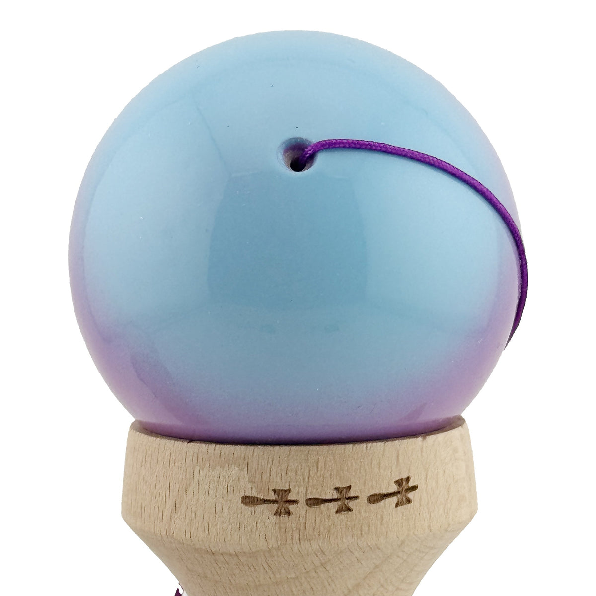 Kendama X Originala, Model V3 Albastru / Mov / Roz in Degrade, Profesionala, Cupe Mari King Size, Super Sticky, Gaura in Baza, Rulment, Ata 62cm