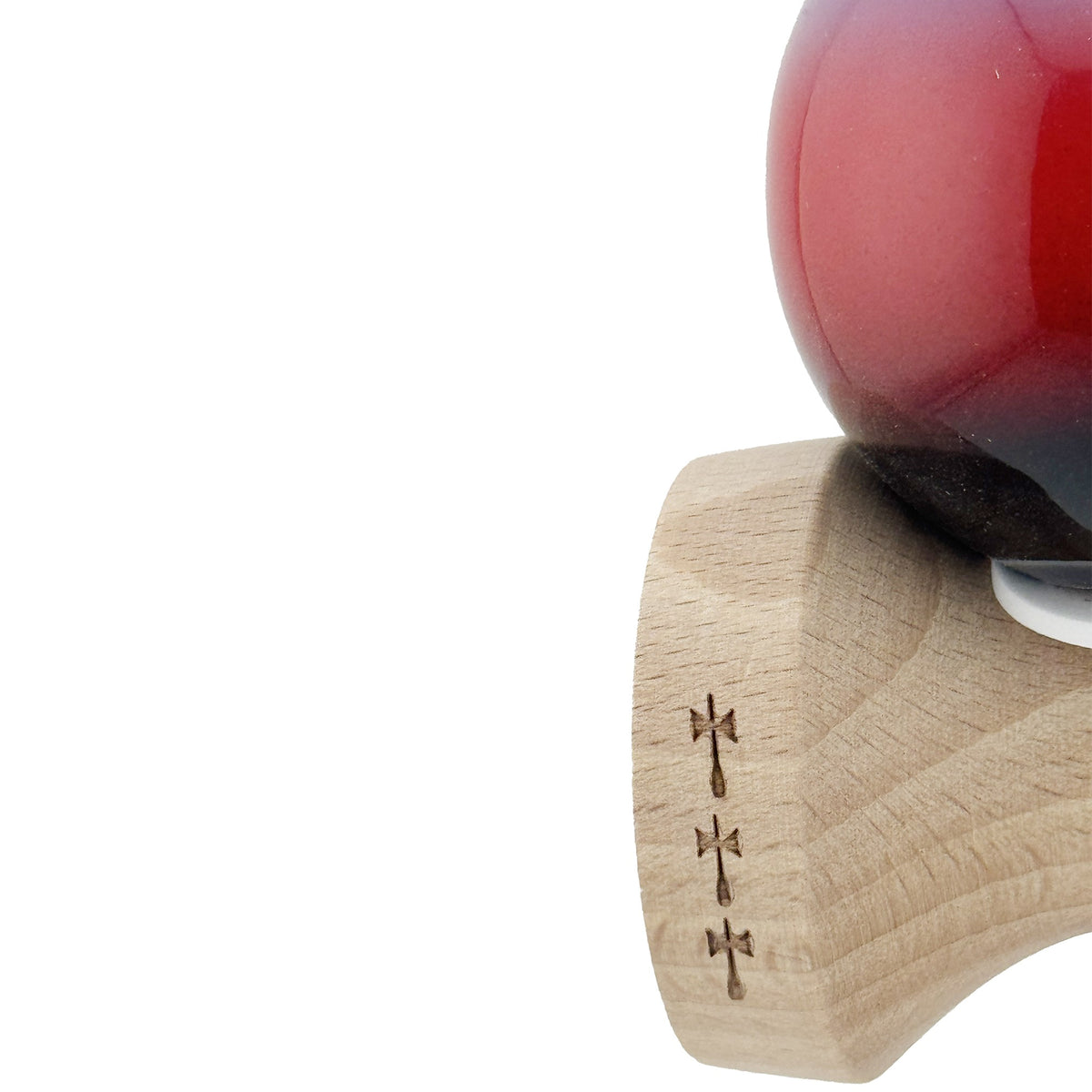 Kendama X Originala, Model V3 Mov / Rosu / Negru in Degrade, Profesionala, Cupe Mari King Size, Super Sticky, Gaura in Baza, Rulment, Ata 62cm