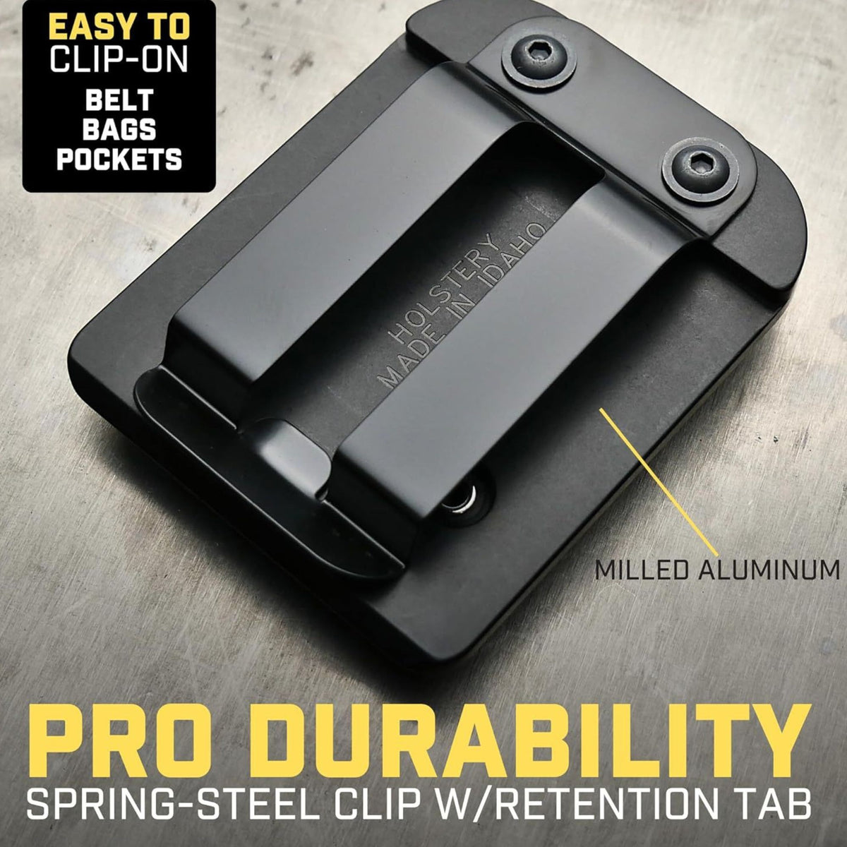 Suport Magnetic pentru Scule cu Clips Metalic pentru Curea, Organizator Portabil pentru Cuie, Suruburi, Ciocan si Cleste, Constructie Metalica Rezistenta, 7.7 x 6.1 x 2 cm, Negru