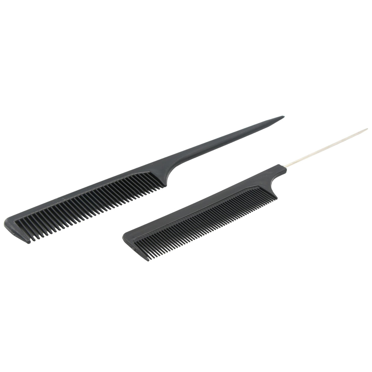 Set Piepteni Profesionali Pentru Coafat si Styling, Rezistenti la Caldura, Polipropilena si Otel Inoxidabil, 18.5–22 cm, Negru, 10 Bucati