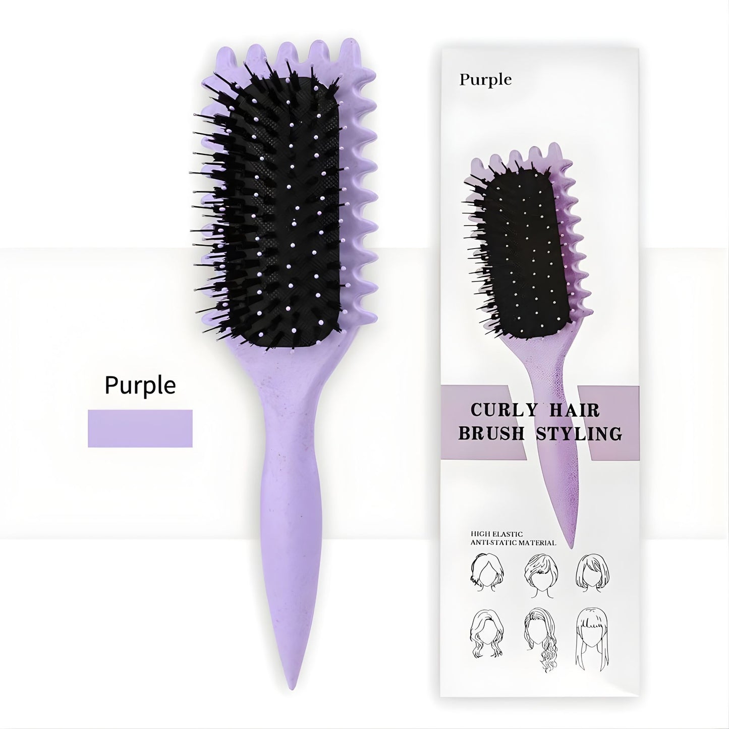 Perie Profesionala pentru Definirea Buclelor, Styling si Volum Par Cret sau Ondulat, Design Ergonomic, Mov, 24.5 x 7 x 4.3 cm