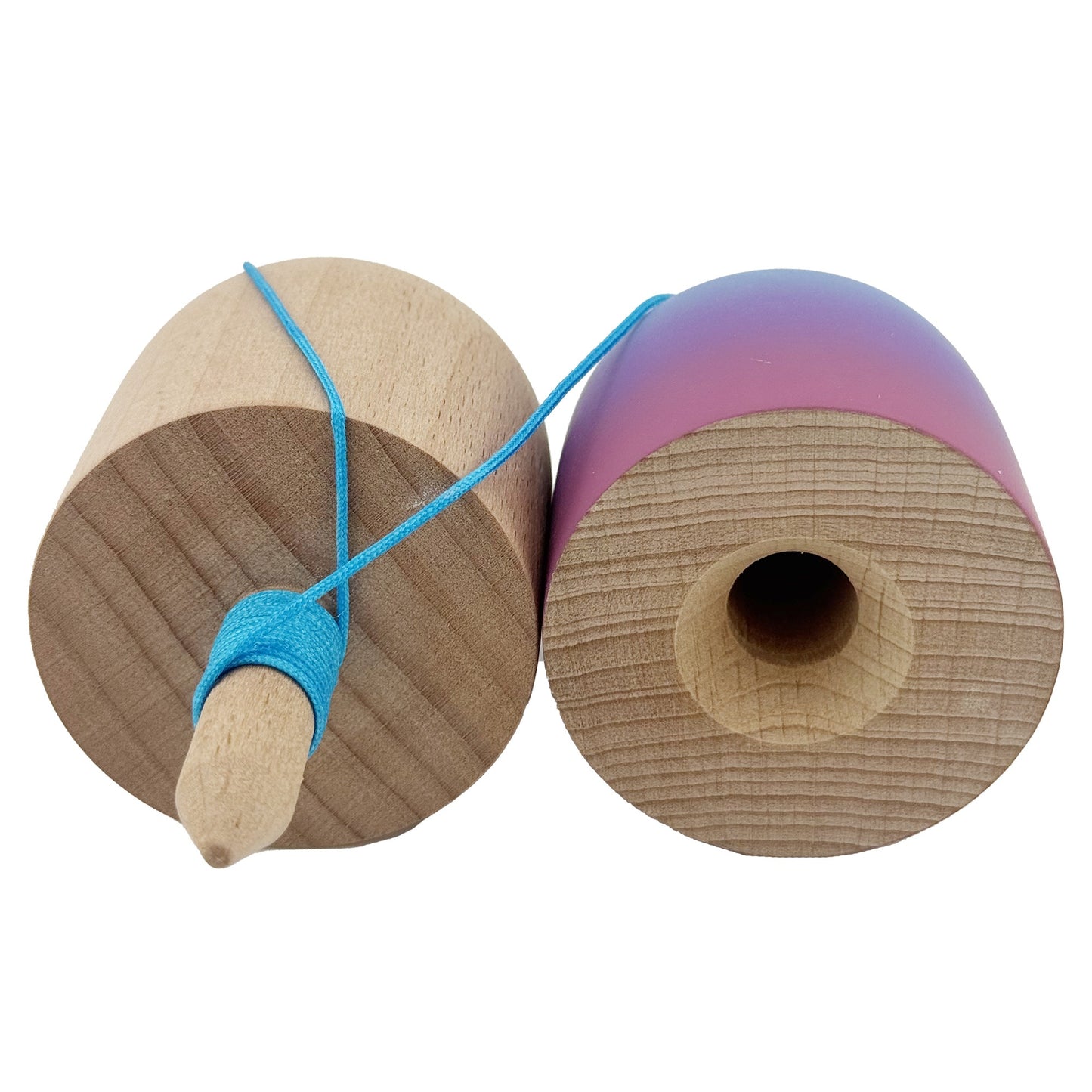 Kendama Pill X Profesionala, Joc de Indemanare Tip Pilula, Invelis Rubber Grip, Lemn, 11 x 5 cm, Gradient Albastru Deschis si Rosu