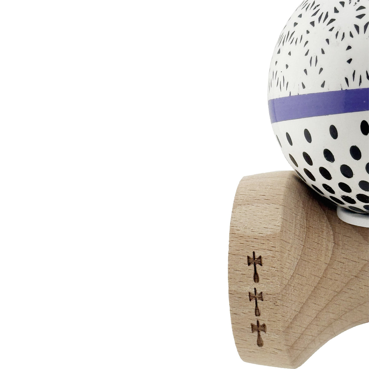 Kendama X Raindrops Originala, Model V3 Alb / Albastru, Profesionala, Cupe Mari King Size, Super Sticky, Gaura in Baza, Rulment, Ata 62cm