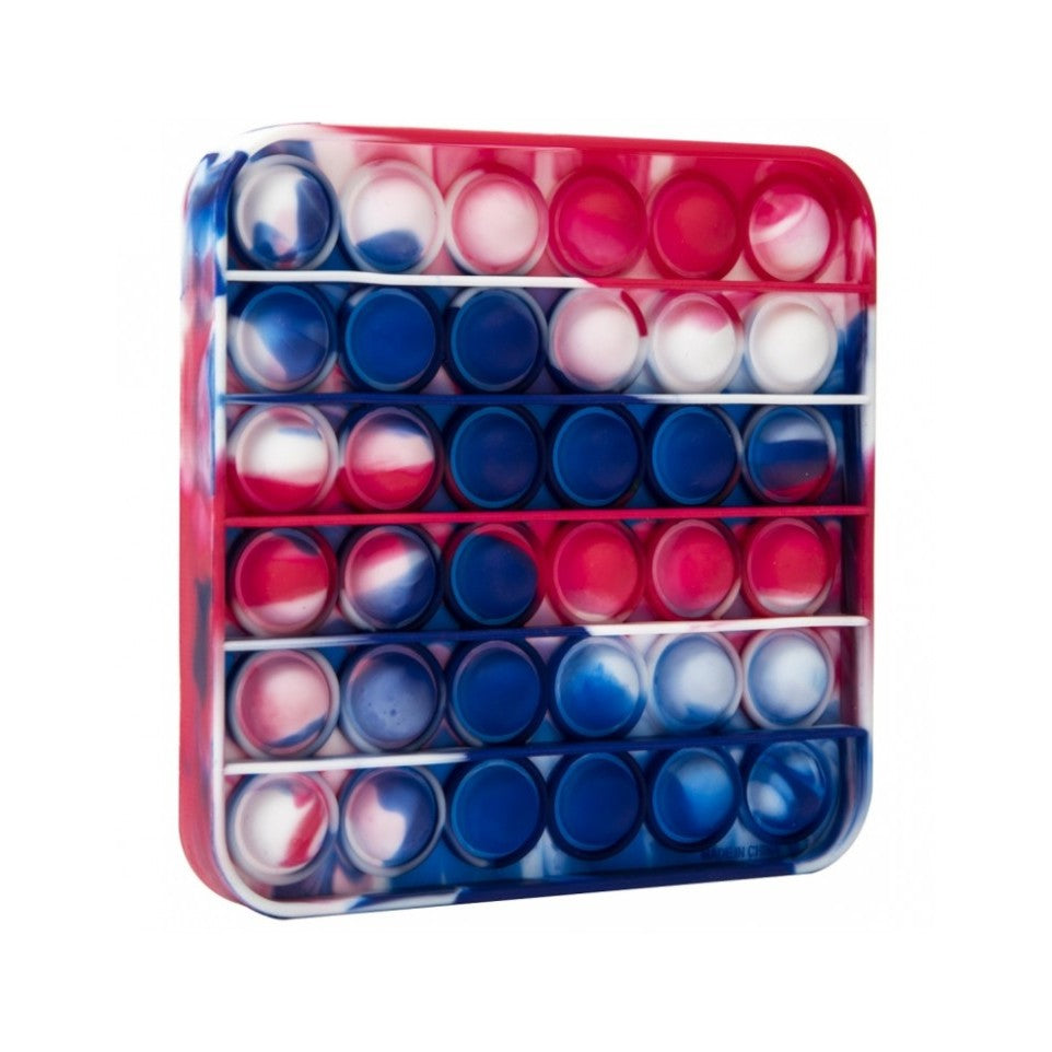 Jucarie Senzoriala Pop It Now & Flip It, Push Bubble Anti-stres, Silicon Moale, Forma Patrata, Multicolor, Model 4