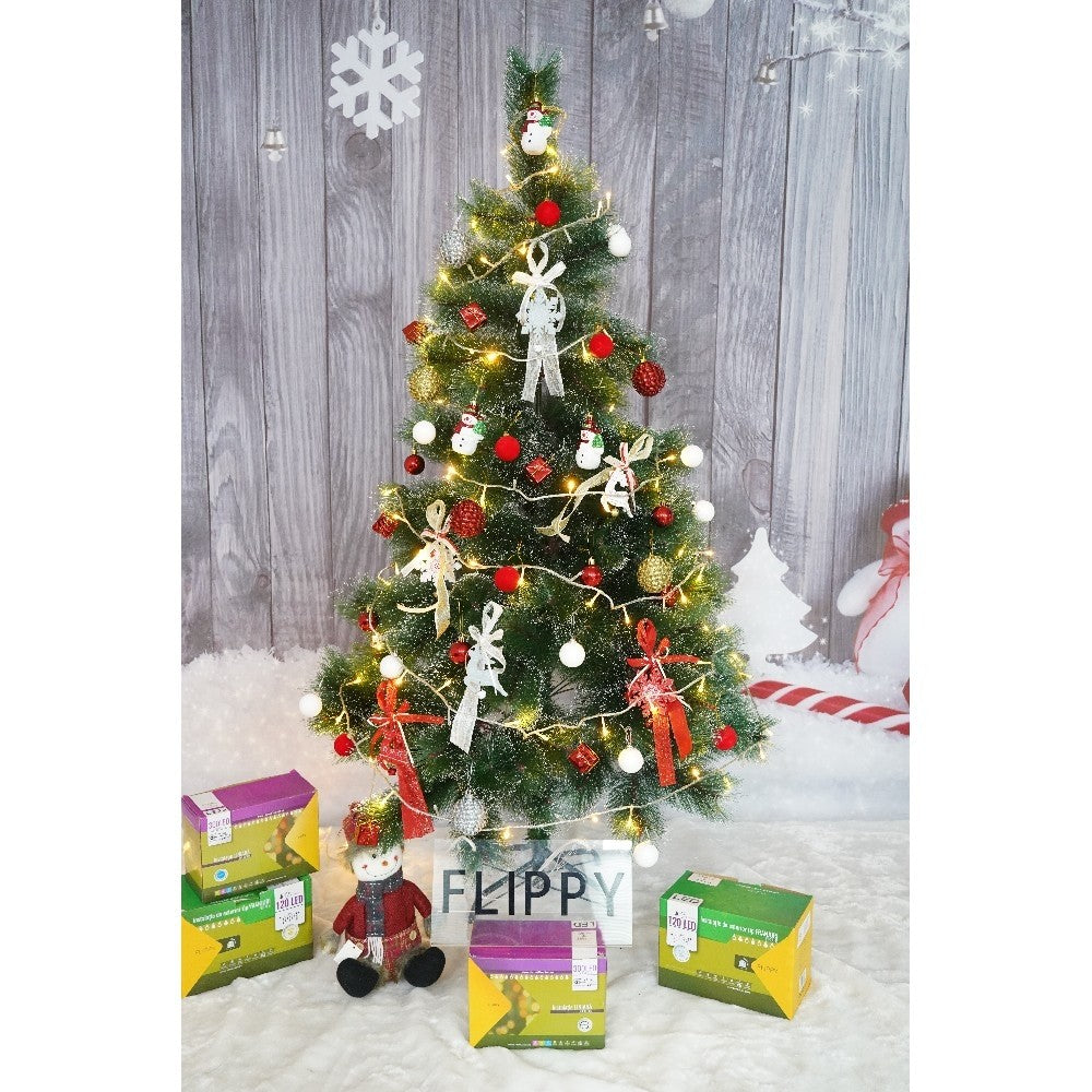 Brad Artificial de Craciun Tip Pin Inzapezit, 160 Ramuri cu Ace 3D 12 cm, Aspect Nins, Suport Metalic Inclus, Inaltime 150 cm, Diametru 85 cm, Verde cu Alb
