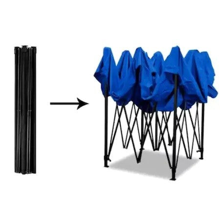 Cort Pliabil Evenimente, Pavilion Gradina Tip Acordeon, Protectie UV si Prelata Impermeabila PVC, Cadru Metalic Telescopic, 2x2 m, Albastru