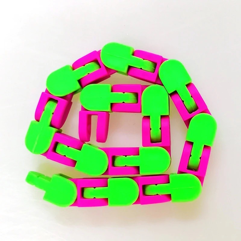 Jucarie Senzoriala Antistres, Puzzle De Imbinat Tip Sarpe, Dezvoltare Motricitate, Plastic, 24 Piese, Verde/Mov