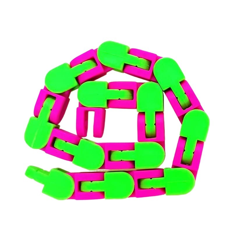 Jucarie Senzoriala Antistres, Puzzle De Imbinat Tip Sarpe, Dezvoltare Motricitate, Plastic, 24 Piese, Verde/Mov