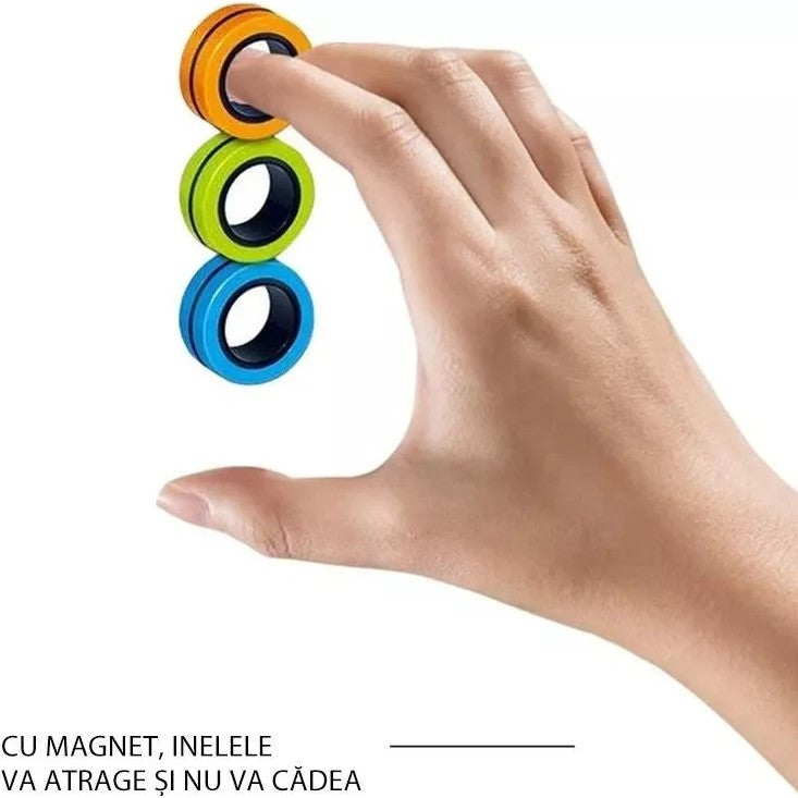 Jucarie Antistres Inele Magnetice, Dezvoltare Dexteritate Si Concentrare, Material Nedaunator, 3 Piese, Multicolor