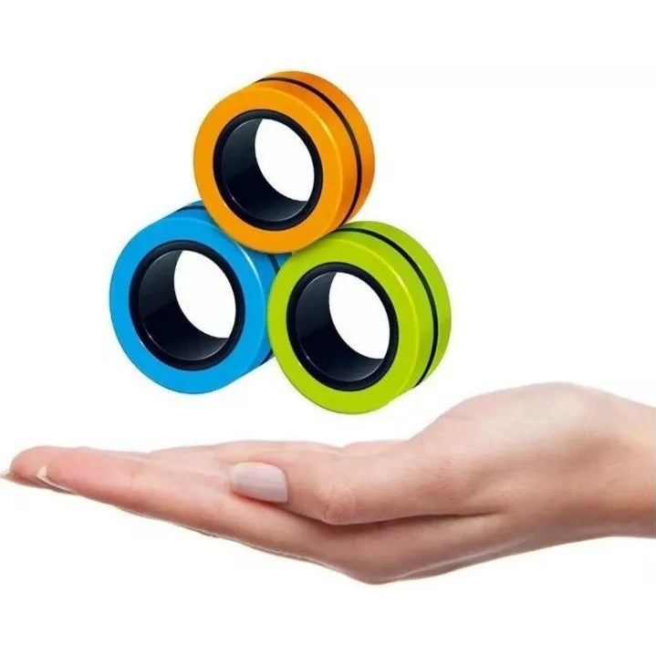 Jucarie Antistres Inele Magnetice, Dezvoltare Dexteritate Si Concentrare, Material Nedaunator, 3 Piese, Multicolor