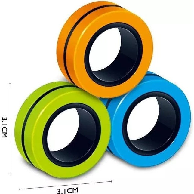 Jucarie Antistres Inele Magnetice, Dezvoltare Dexteritate Si Concentrare, Material Nedaunator, 3 Piese, Multicolor