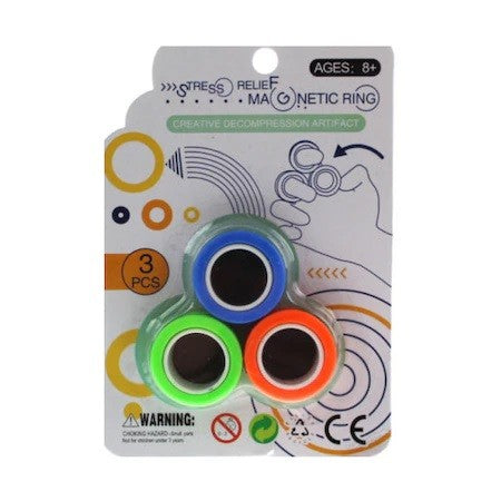 Jucarie Antistres Inele Magnetice, Dezvoltare Dexteritate Si Concentrare, Material Nedaunator, 3 Piese, Multicolor