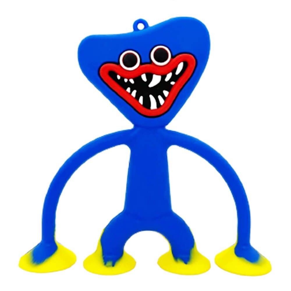 Jucarie Huggy Wuggy, Personaj Poppy Playtime cu Ventuze, Antistres Flexibil, Material Nedaunator, Albastru