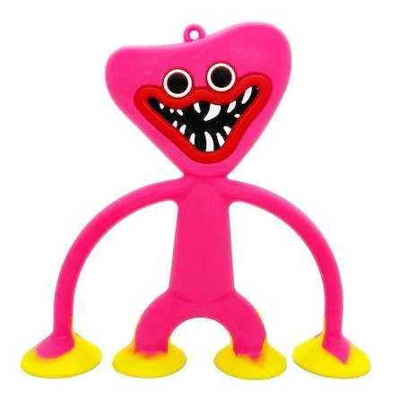 Jucarie Huggy Wuggy cu Ventuze, Antistres Flexibil Poppy Playtime, Material Nedaunator, Roz